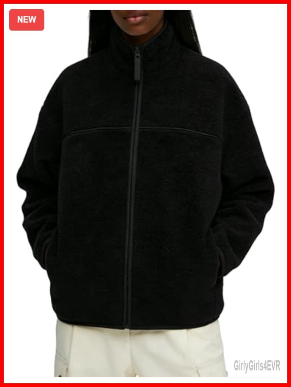 Full Zip Fleece Jacket Long Sleeve Polar Fleece Warm Outerwear with Pockets